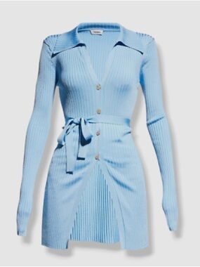 Nanushka Sky Blue Pleated Knit Cardigan